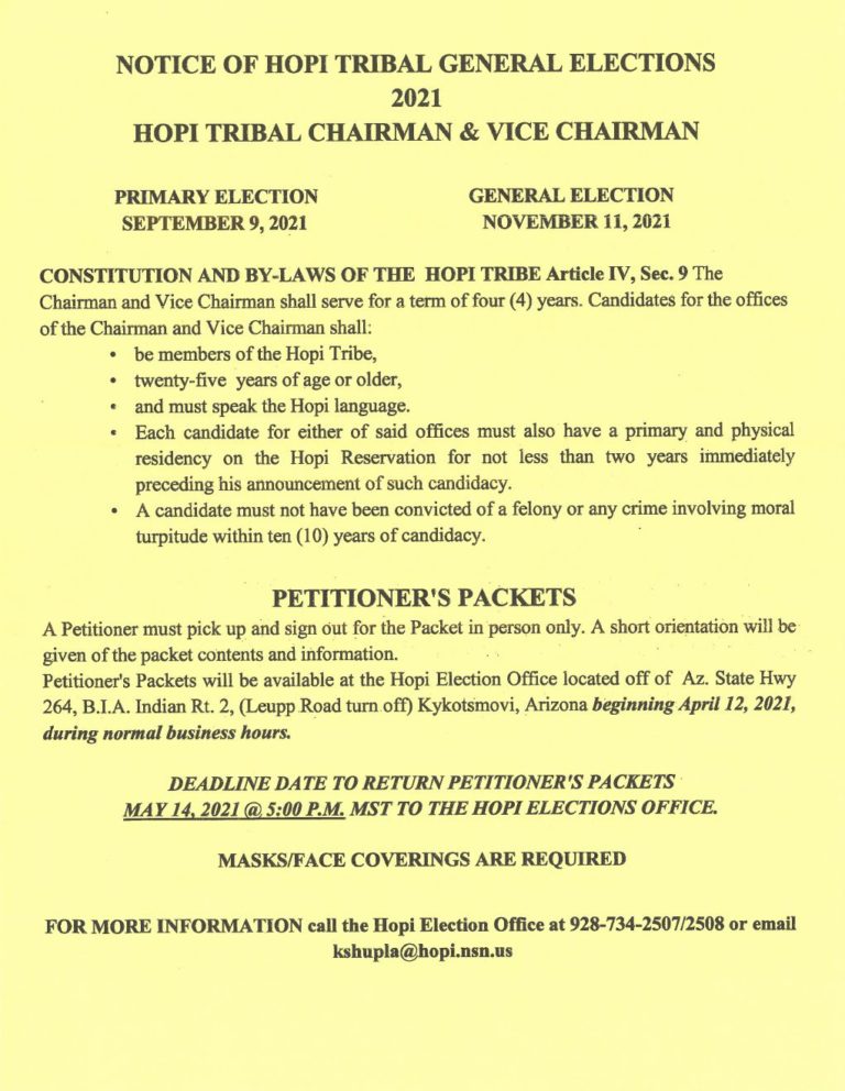 General Election Flyer The Hopi Tribe