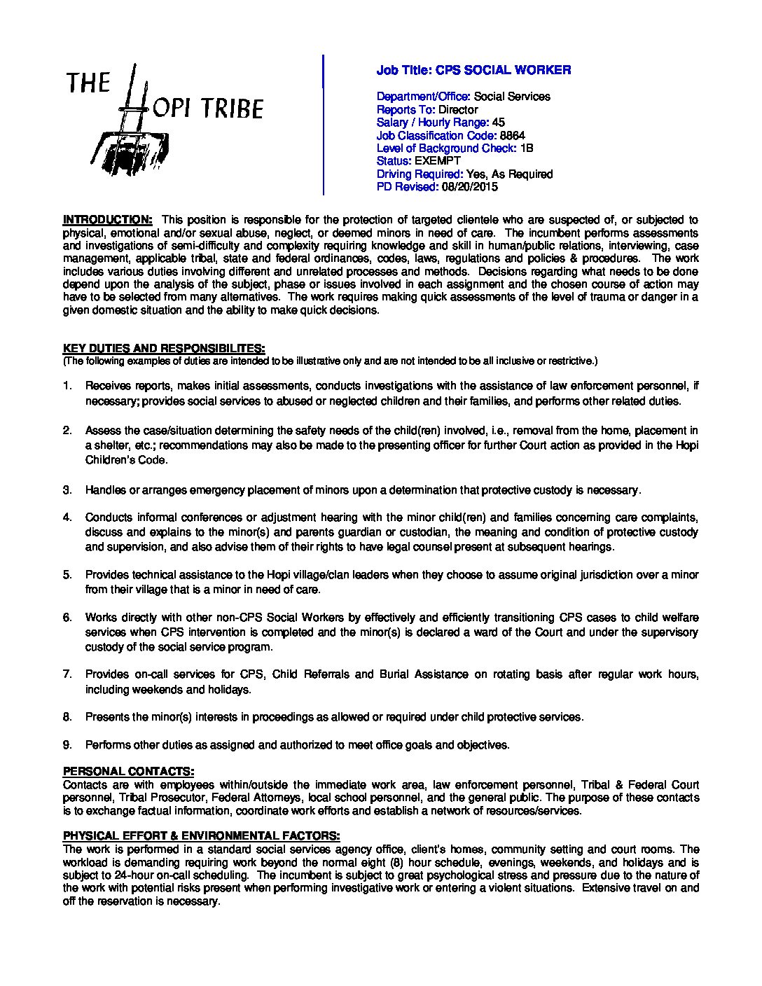 SS CPS Social Worker 082015 E45 - The Hopi Tribe